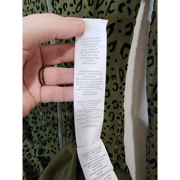 NaaNaa 1/2 Zip Front Green Bodycon Mini Animal Print Women 6 Mesh Dress - Picture 10 of 14